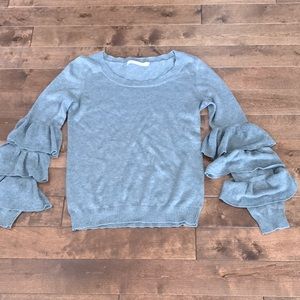One Grey Day Silk Blend Sweater- Gray- Size M